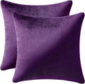 MIULEE Velvet Throw Pillow Covers 18x18 Inch, Pack of 2 - Eggplant Purple, Super Soft Decorative Square Cushion Cases Modern Luxury Spring Home Decor for Sofa,Couch,Bed,Chair