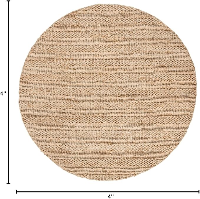 SAFAVIEH Natural Fiber Collection Area Rug - 4' Round, Natural, Handmade Jute, Braided Woven Design, Ideal for Living Room, Bedroom (NF212A)