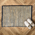 Chardin home 2x3 Jute Cotton Hand Woven Rug | Braided Doormat, Boho, Rustic, Natural Jute/Black | Farmhouse Vintage Area Rugs for Bedroom, Living Room, Kitchen, and entryways
