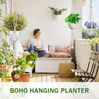 IGaiety Macrame Plant Hanger,7 Pack Plant Hanger Indoor Hanging Planters with 7Pcs Ceiling and S Hooks-Handmade Macromay Plant Hangers Outdoor Macrame Plant Holder for Boho Home Decor