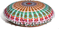 CRAFT KALA Round Mandala Meditation Cushion Cover, Floor Pillow or Cushions Cover, Yoga Seat Cover Seating Poufs Cover for Living Room 32", Musturd Mirchi