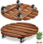 Taiyin 2 Pack 16 Inch Wooden Plant Stand with Lockable Wheels 220 Lbs Heavy Duty Plant Roller with Casters for Outdoor Indoor