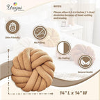 Uvvyui Knot Pillows, 14 Inch Decorative Throw Pillows Round Pillows Cushion, Soft Handmade Knotted Ball Pillow Plush Cushion Home Decor for Bed Couch Living Room (Khaki, 14 Inch)