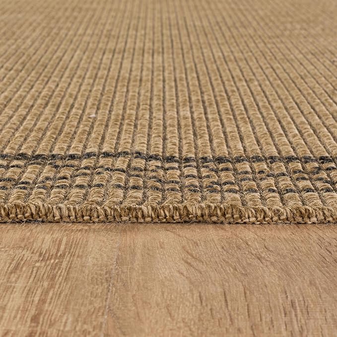 Easy Jute Rugs 10x14 Frame Natural Color Living Room Indoor Outdoor Area Rug for Patio and Kitchen Rug High Traffic Washable Easy to Clean Solid Boho Woven Design Carpet (10 x 14)
