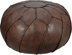 Thgonwid Round Unstuffed Pouf Cover, Leather Foot Stool Ottoman with Storage, Bean Bag Floor Chair, Multi Functional Footrest for Living Room, Bedroom or Balcony (Deep Coffee)