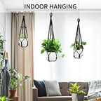 Macrame Plant Hanger - Fits 4 to 13 inches Pots for Indoor Outdoor, 35"/29"/23" Different Sizes Set, Black (POTS NOT Included)