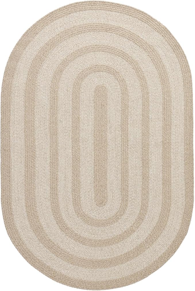 DEXI Jute Area Rug Natural Fiber 6x9 Oval, Woven Braided Durable Farmhouse Design Rugs for Living Room, Bedroom Dinning Room Office Outdoor Patio, Beige