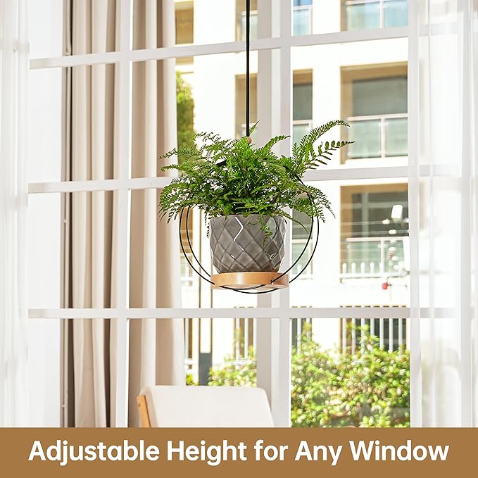 Plant Hanger Indoor - Macrame Hanging Plant Holder for Ceiling, Decorative Hanging Planter with Wooden Beads for Potted Plants, Hanging planters for indoor plants (Black,12.6in)