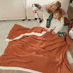Snuggle Sac Fluffy Fall Bedding Blanket Twin Size, Soft Luxurious Knit Throws, Fuzzy Microfiber Blankets for Couch, Sofa, Bed, Burnt Orange, 60x80 inches