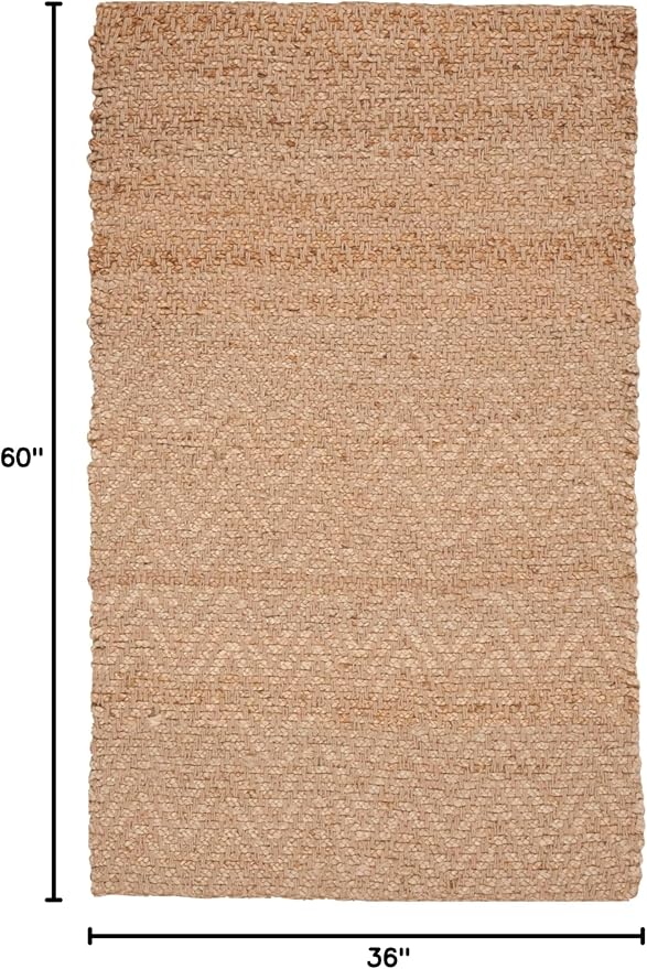 SAFAVIEH Natural Fiber Collection Accent Rug - 3' x 5', Natural, Handmade Farmhouse Fringe Jute, Ideal for High Traffic Areas in Entryway, Living Room, Bedroom (NF731A)