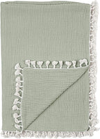 Crane Baby Green Muslin Baby Blanket, 6-Layer Cotton Baby Swaddle, Soft Cotton Lightweight Nursery and Stroller Blanket for Baby Boys & Girls, Fern Green, 30" x 40"