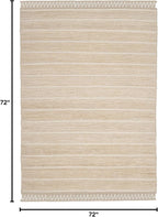 SAFAVIEH Natural Fiber Collection Area Rug - 6' Square, Ivory & Ivory, Handmade Tassel Jute, Ideal for High Traffic Areas in Living Room, Bedroom (NF550B)