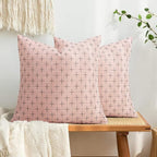 MIULEE Pack of 2 Cute Decorative Burlap Linen Valentine Throw Pillow Covers Farmhouse Pillowcases Modern Rustic Woven Textured Cushion Cover for Sofa Couch Bed 18x18 Inch Pink