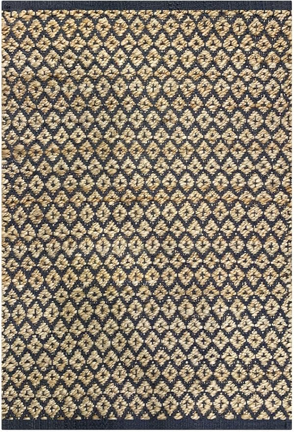 Jute Cotton Diamond Area Rug 2x3 Feet - Grey Natural, Reversible Soft Durable Floor Carpet Ideal for Entryway, Living Room, Kitchen | Farmouse Decorative Samll Neutral Rugs for Laundry Room