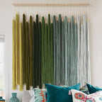 IOWER Macrame Wall Hanging Large Yarn Fiber Wall Art Geometric Aesthetic Beaded Tassel Chic Home Decor for Bedroom Living Room 39" W x 45" L