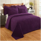 Better Trends Chenille Bedspreads Queen Size, Plum 100% Cotton Chenille Stripe Design Tufted Bedding Coverlet Soft Lightweight, 102"x110" 1 Pieces Jullian Collection