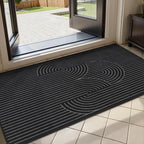 Tangsoo Rainbow Easy Jute Rug 2x4 Small Throw Rugs for Entryway,Washable Ultra Thin Outdoor Door Mat, Black Geometric Non-Slip Indoor Floor Carpet for Entrance Kitchen Hallway Bedroom Front Porch