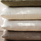 Foindtower Set of 2 Decorative Linen Check Throw Pillow Covers Neutral Farmhouse Vintage Cushion Covers Modern Boho Home Decor for Sofa Chair Couch Bedroom Living Room,22×22 Inch,Taupe Grey