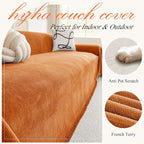 hyha Couch Cover for Dogs, Boho Sofa Covers for 3 Cushion Couch Washable, Chenille Sofa Slipcover for Pets, Soft Loveseat Sectional Couch Throw Blankets with Tassels (Orange, 71x118 Inch)