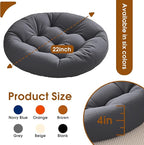 2Pcs Floor Pillows for Adults, Meditation Cushions, 22x22x4 Inch Large Round Sitting Cushion Living Room Memory Foam Pillow for Sitting (2, Grey, 22x22x4 Inch)