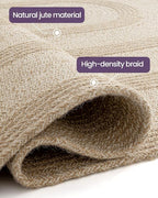 DEXI Jute Area Rug Natural Fiber 6x9 Oval, Woven Braided Durable Farmhouse Design Rugs for Living Room, Bedroom Dinning Room Office Outdoor Patio, Beige