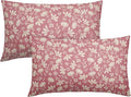 Pink Pillow Covers 12x20 Set of 2 Vintage Floral Rustic Old Style Cute Flower Print Rectangle Decorative Outdoor Pillowcases Seasonal Farmhouse Throw Cushion Case Couch Sofa Bed Decor