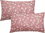 Pink Pillow Covers 12x20 Set of 2 Vintage Floral Rustic Old Style Cute Flower Print Rectangle Decorative Outdoor Pillowcases Seasonal Farmhouse Throw Cushion Case Couch Sofa Bed Decor