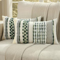 FUTEI Green Accent Throw Pillow Covers Set of 2, 12x20 Inch Plush Tufted Striped Textured Decorative Pillow Cases for Farmhouse Boho Couch Decor