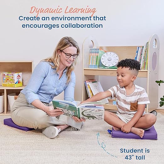ECR4Kids SoftZone Square Floor Cushions with Handle, Flexible Seating, Purple, 6-Piece