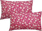 Hot Pink Pillow Covers 12x20 Set of 2 Vintage Floral Rustic Old Style Cute Flower Print Rectangle Decorative Outdoor Pillowcases Seasonal Farmhouse Throw Cushion Case Couch Sofa Bed Decor