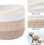 Small Basket for Organizing | Cube Shelf Closet Storage Baskets | 9.7×9.7×7.1” | Woven Rope Gift Basket | Nursery | Round 3 Packs Gradient Brown
