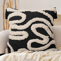 Adabana Black and Beige Pillow Covers Decorative Tufted Abstract Throw Pillows Cover Modern Farmhouse Home Decor for Couch Living Room Safa Bed,18X18 Inch
