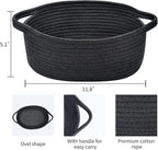 ABenkle Small Basket with Handles - Decorative Durable Rope Woven Storage Bin Shelf Storage Organizer Cube, Easter Baby Gift Basket, 12"x8"x5", Black