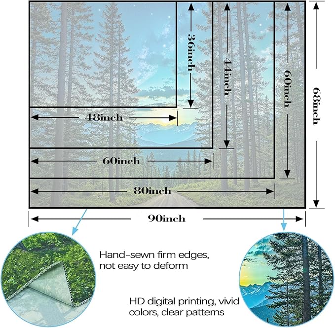Accnicc Forest Road Tapestry Green Nature Pine Tree Wall Tapestry for Bedroom Aesthetic Starry Mountain Outdoor Landscape Large Tapestries Wall Hanging for Dorm Living Room Decor 80 x 60 Inch