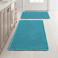 MIULEE Set of 2 Waffle Bathroom Rugs, Boho Bath Rugs Non Slip Washable, Super Absorbent Bath Mats, Ultra Soft Rubber Backed Shower Mats for Bathroom Floor, Tub, Teal, 17"x24"+18"x30"