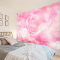 LB Pink Sky Tapestry Fantasy Pink Cloud and Moon Nature Landscape Wall Hanging Colorful Aesthetic Tapestries Wall Blanket for Bedroom Living Room Girl Teen Dorm Party Decor 92.5x70.9 Inches