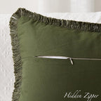 Kevin Textile 14x36 Inch Long Lumbar Pillow Cover 1 Pack Boho Fringe Decorative Rectangle Cushion Case with Tassels Neutral Cotton Woven Textured Farmhouse for Living Room Couch Sofa Bed, Olive Green
