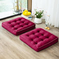 Floor Pillow Set of 2, Memory Foam Meditation Cushion, Floor Cushions for Adults Sitting, Large Square Seat Cushions for Yoga, Living Room, 22x22 Inch (Burgundy)
