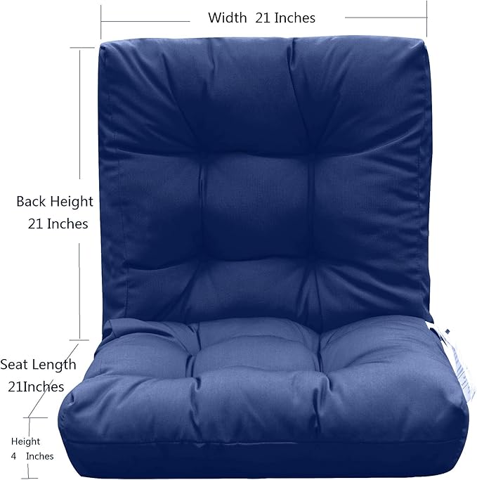QILLOWAY Outdoor Seat/Back Chair Cushion Tufted Pillow, Spring/Summer Seasonal Replacement Cushions - Pack of 4 (Navy