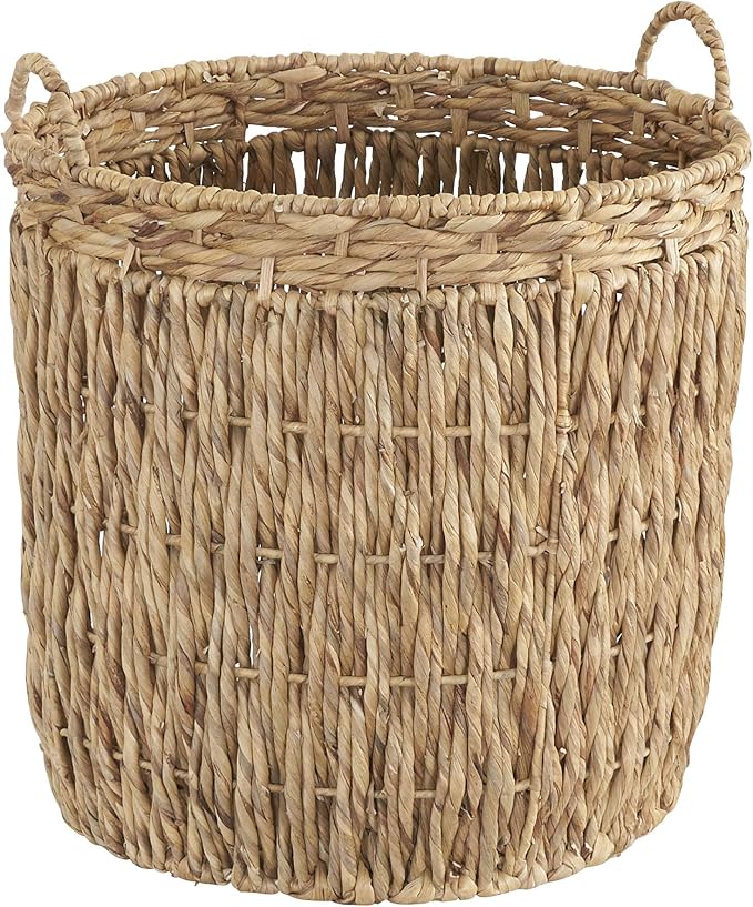 Household Essentials Brown Tall Round Wicker Storage Basket