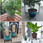 Yimobra Original Patented Plant Stand for Flower Pot Heavy Duty Potted Holder Indoor Outdoor, Metal Rustproof Iron Garden Container Round Supports Rack for Planter, Black, 10.2 Inches