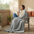 Amélie Home Chunky Knit Throw Blanket for Couch, Soft Chenille Crochet Blanket for Children, 40"x50", Light Grey