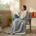 Amélie Home Chunky Knit Throw Blanket for Couch, Soft Chenille Crochet Blanket for Children, 40"x50", Light Grey