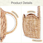 2 PC Door Basket Scalloped Hanging Storage Basket,Water Hyacinth Woven Wall Baskets for Front Door Decor, Hangable Storage Organize for Flowers,Planter,Mails,Wicker Baskets for Organizing Garden - L*2