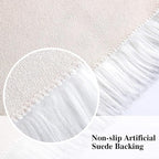 Softlife White Faux Fur Sheepskin Chair Cover 2 PCs Seat Cushion Pad Super Soft Area Rugs for Living Bedroom Sofa Dorm (1.6ft x 1.6ft, White-Grey Tip)