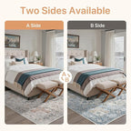 GENIMO 6x9 Reversible Area Rugs for Living Room, Machine Washable Rug with Pad, Non Slip Vintage Rug, Low Pile Lightweight Chenille Print Carpet for Bedroom Dining Room Home Office, Taupe & Blue