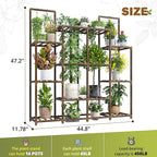 EnHomee Plant Stand Indoor Tall Plant Stand Outdoor Large Wood Plants Shelf with 12-14 Pots for Patio, Living Room, Garden, Balcony, 44.8" Wx47.2 Hx11.78 D