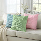decorUhome Cozy Textured Euro Sham Throw Pillow Covers 26x26 Inch Set of 2, Soft Plush Faux Wool Light Sage Green Accent Couch Pillow Covers for Modern Farmhouse Sofa Bed Living Room