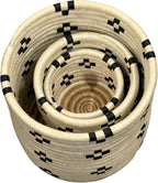 African Planter Baskets Sets of 3 Woven Sisal Baskets for Indoor Plant Pots Covers Home Decor Storage Organizer Gifts Zen Designs Arts and Crafts (Natural and Black)