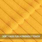 Pack of 2 Faux Fur Fall Throw Pillow Covers 16x16 Inch, Soft Plush Striped Neutral Couch Pillow Cover, with Velvet Back Modern Home Decor for Sofa Living Room Couch Bed Yellow